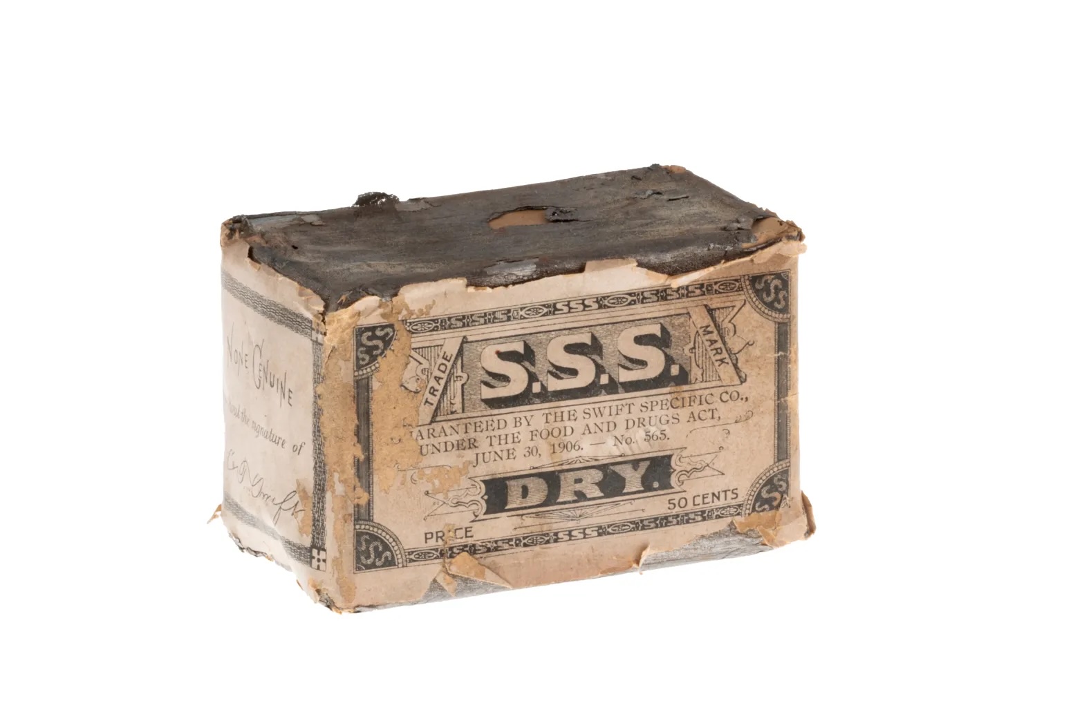 Top view of worn S.S.S. Dry Box